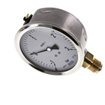 Manomètre Ø 100mm - Inox - Rac. au bas laiton - G1/2'' - Av glycérine - (-)1 - 3 bar  bar - Cl1.0