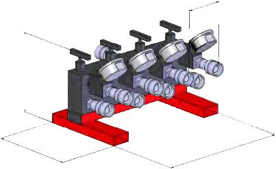 Manifold HI-FORCE avec vanne de régul - Pour systèmes double effet - Entrée: 3/8” - Sortie: 4 x 3/8”