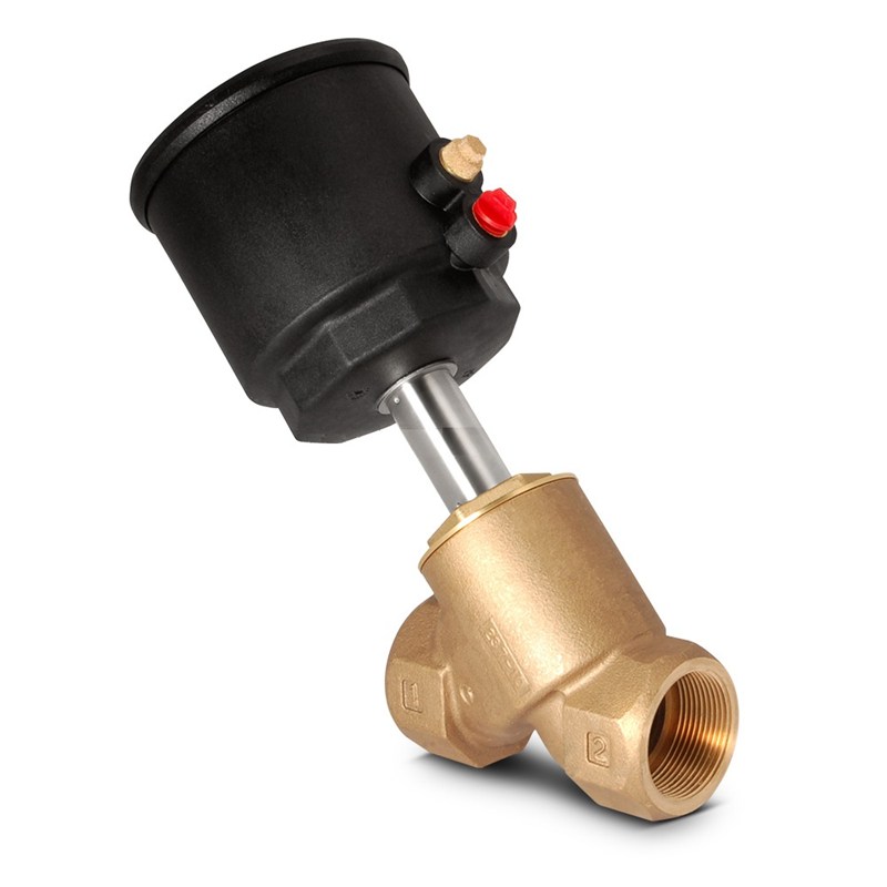 Vanne à soupape à siège incliné - Bronze - PTFE - G1"1/2 FF - PN16 - 2/2 - 184°C - 4 à 10 bar