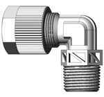 Raccords "Push on" pour tubes - Coude non orientable conique - PVDF - R3/8" M -  Ø tubes : 12x10 mm