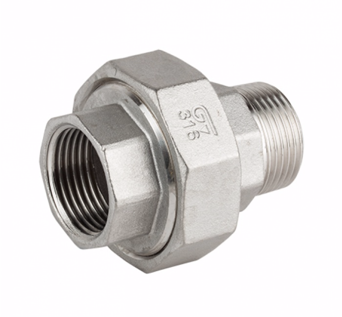 Raccord union 3 pièces en acier inox 316 -  G3/8" MF - 20 bar