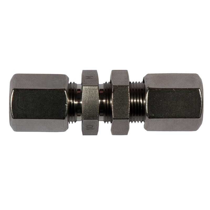 Raccords à bague de compr. pour tubes - Traversée de cloison union - Inox - Ø12mm - 250 bar