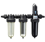 UV TRIO Filter - PP/SAN / NBR - G3/4''-G1" MM - PN10 - Horizontal assembly - 25 µm - (+)50°C