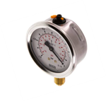 Manomètre WIKA Ø63mm - Inox - Rac. au bas Laiton - G1/4" - Av glycérine - (-)1-0bar - Précision 1.6