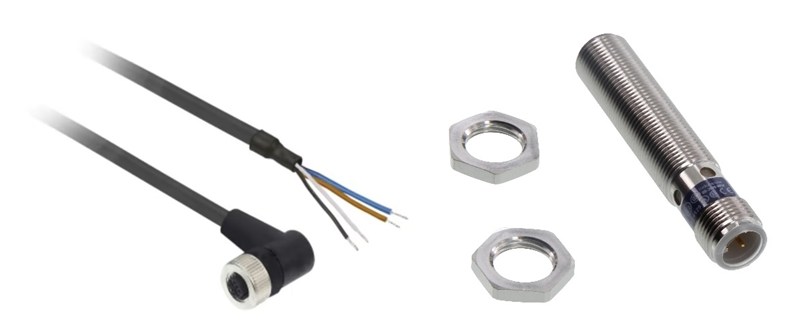 Contact de fin de course inductif diamètre 12mm muni d'un connecteur + connecteur 2m de câble