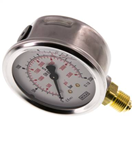 Manomètre WIKA Ø63mm - Inox - Rac. au bas Laiton - G1/4" - Avec glycérine - 0-250bar - Précision 1.6