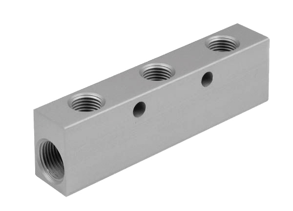 Barrette de répartition / collecteur en aluminium METAL WORK - 2x G3/8" - 4x G1/4" - max. 12 bar