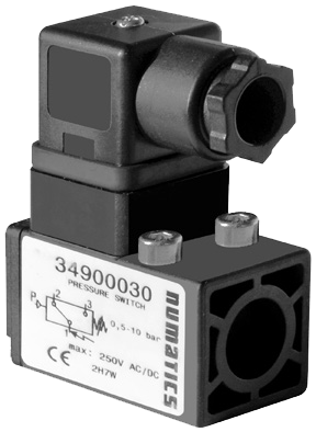 Pressostat ASCO série 349 à applique avec visu. et protection élec. - Pl. de réglage: 0,2 à 6 bar