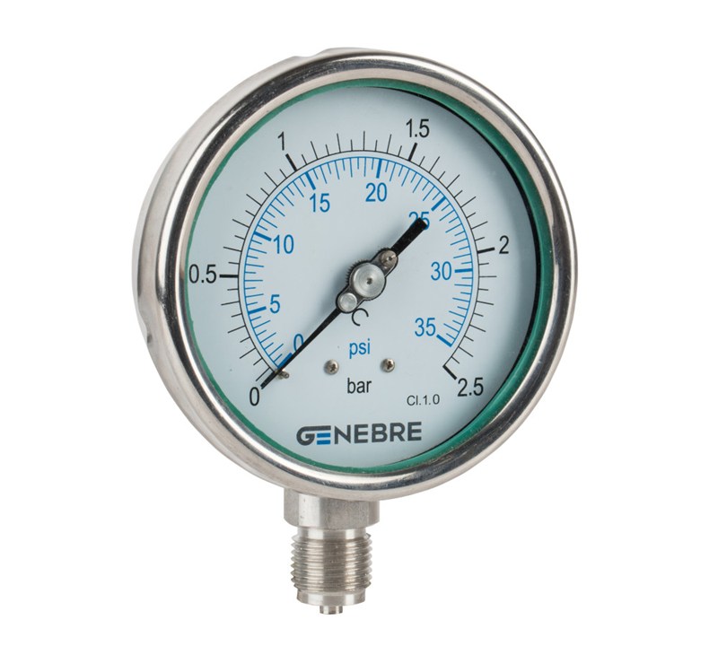 SS INDUSTRIAL PRESSURE GAUGE D100 0-1 BAR