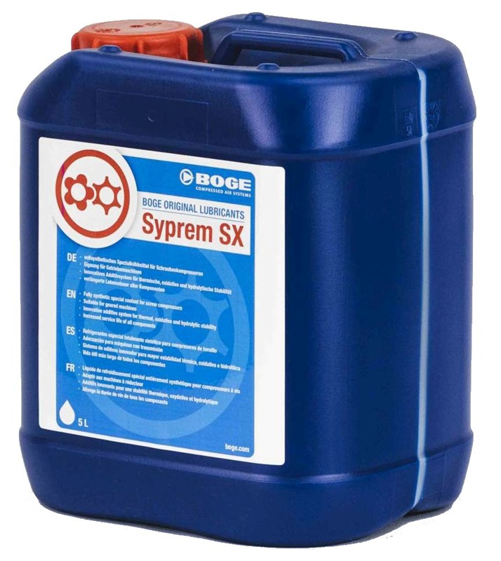 Huile synthétique BOGE Syprem SX pour compresseur à vis - 5 litres