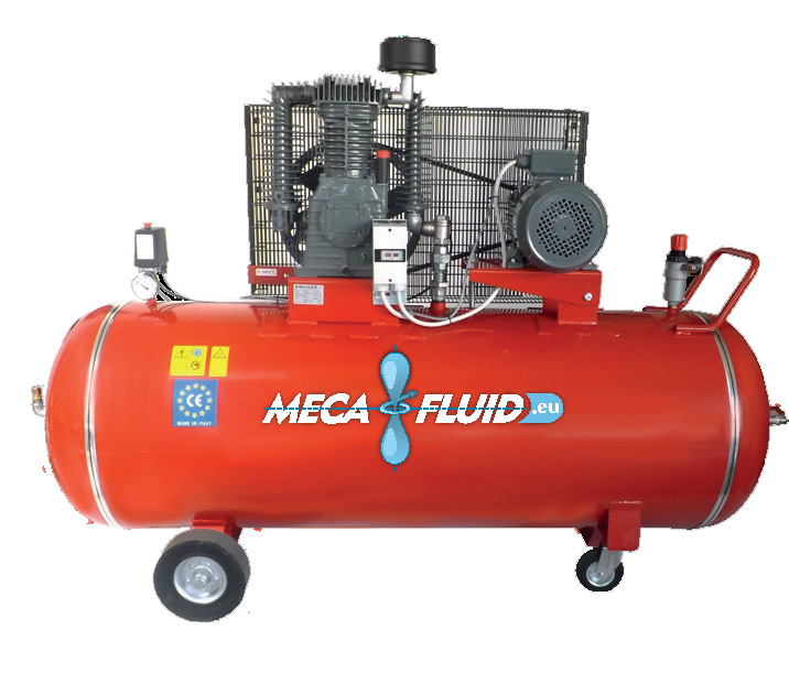 Compresseur à piston - 850 l/min - 500 l - 11 bar - 2 cylindres - 2 étages - 5,5 kW - 400 VAC TRI
