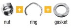BRASS FEMALE FITTING  + DEMI-BAGUE FENDUE+JOINT - 1/2" DN12