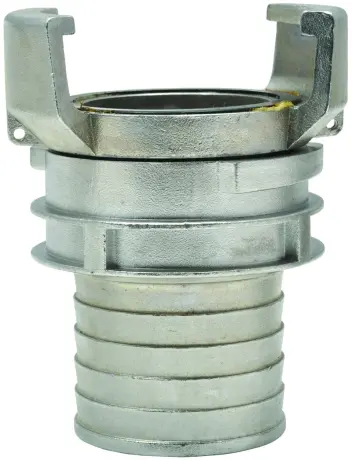 Raccord Guillemin pour flexible - Coupleur DN65 - Inox - Embout cannelé Ø63 mm - avec verrou