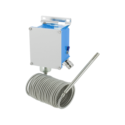 Thermostats à bulbe et capillaire en inox IP66 - Zamak - 1/2" M - Ø14x150 mm - (+)45°C à (+)120°C