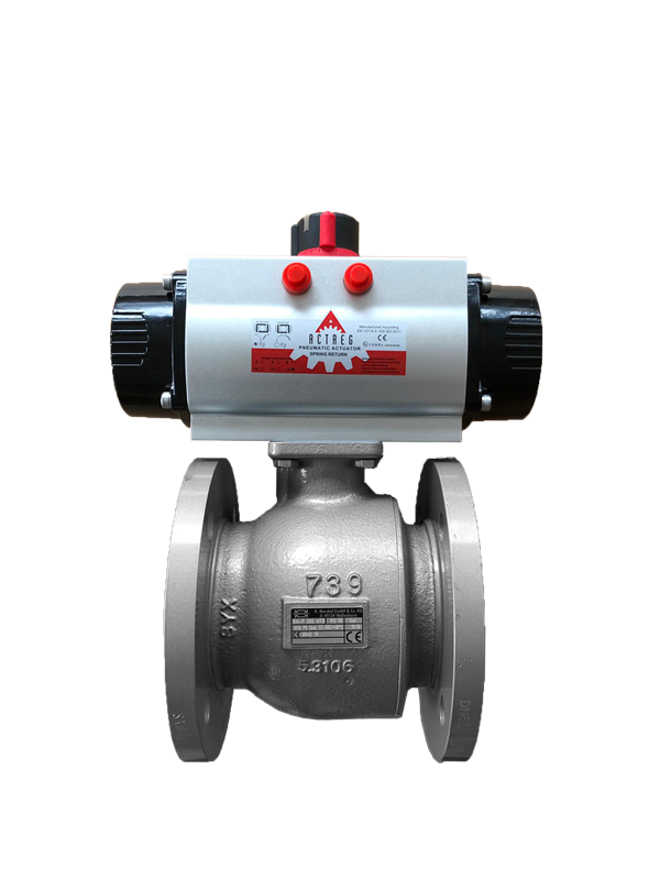 Ball valve - GGG40 Cast Iron body - PTFE - DN32 - Flanges GN16 - PN16 - 2/2 - 60°C