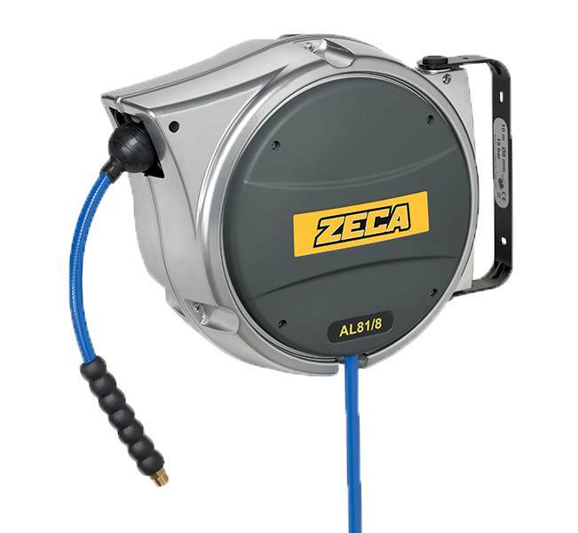 Pneumatic hose reel - tube Ø: 8mm - 9m - PU - Max: 15 bar - Out: G1/4"M - For air and water