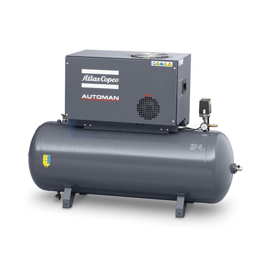 Compresseur à piston silencieux - 408l/min - 500L - 11bar - 2cylindres-2étages - 4kW - 400VAC TRI