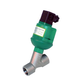 Vanne à soupape à siège incliné - Inox 316L - NBR - G3/4'' FF - PN10 - 2/2  - 24VDC - 90°C