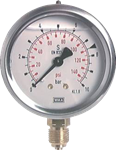 Manomètre WIKA Ø63mm - Inox - Rac. au bas Laiton - G1/4" - Avec glycérine - 0-60bar - Précision: 1.6