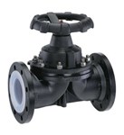 Diaphragm valve - GGG40 Cast Iron + PTFE body - PTFE/EPDM - DN65-Flanges GN16 - Manual wheel