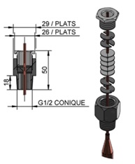 Presse-étoupe pour thermostats prévu pour capillaire de 2,5 mm de Ø ext. - Inox 316L - G1/2"