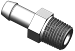 Fluted fitting - Threaded nozzle - PVDF - R1/8" M - Ø4mm - Max pressure: 10 bar