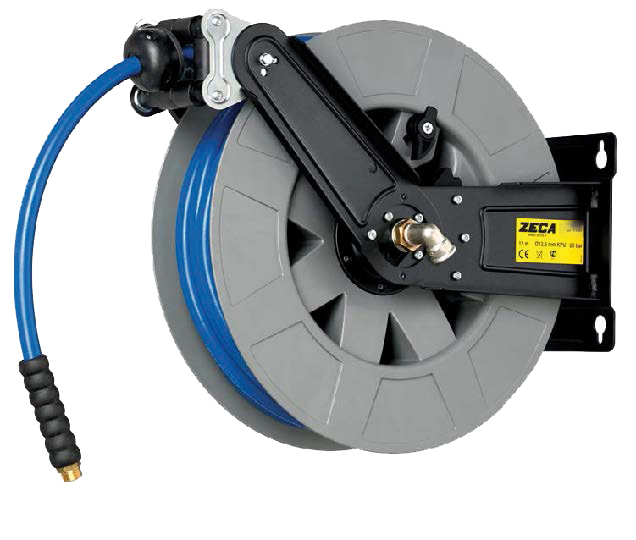 Enrouleurs pneu. - Ø tube: 12,5mm - 10m - SAE100R6 - Pmax: 20 bar - Sortie: G1/2"F - Pour air et eau