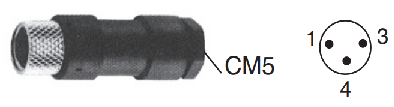 Female straigth connector, m8, 3 pins, following norm en50044