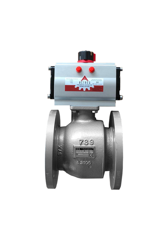 Ball valve - GGG40 Cast Iron body - PTFE - DN40 - Flanges GN16 - PN16 - 2/2 - 60°C