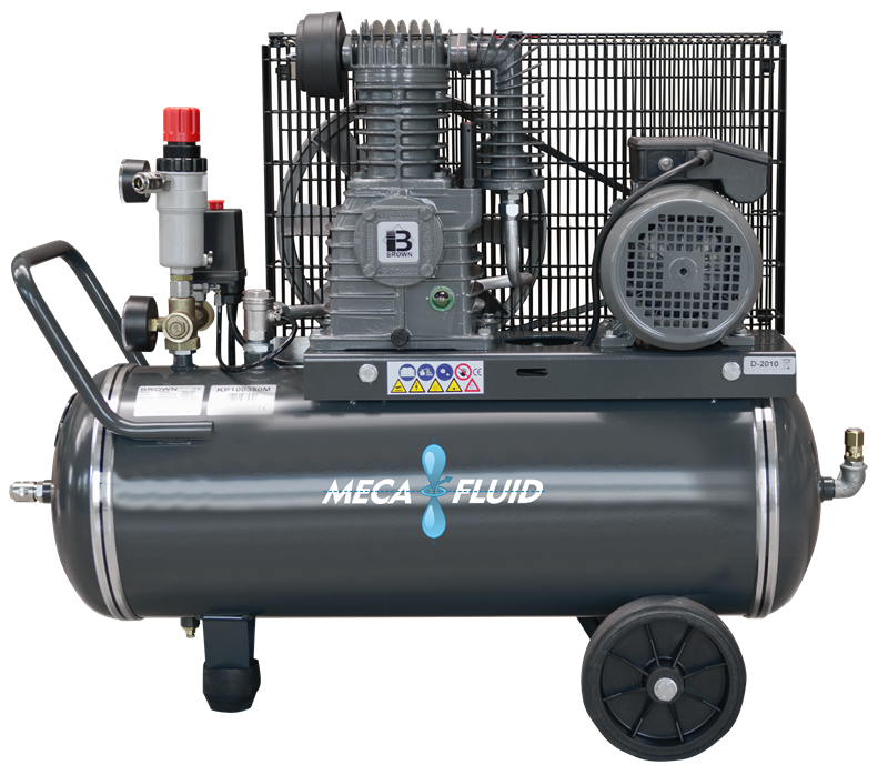 Piston Compressor - 321 l/min - 100 l - 10 bar - 2 cylinders - 1 stage - 1,5 kW - 230 VAC mono