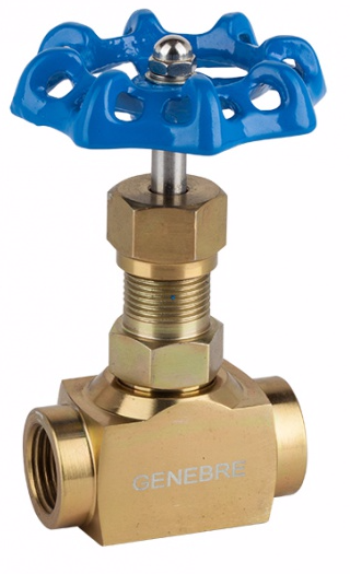Vanne à pointeau - Acier carbone - PTFE + graphite - G1" FF - PN220 - 2 voies - +240°C - Cde manu