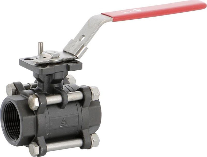 Ball valve 3 pieces - Carbon steel body - PTFE - G1''1/2 FF - PN40 - 2/2 - 2 parts - 220°C