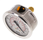 Manomètre WIKA Ø63mm - Inox - Rac. au dos Laiton - G1/4" - Av glycérine - (1) - 0bar - Précision 1.6