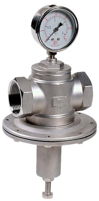 Détendeur basse pression en inox - G 3/4" - PN10 - avec mano - P. aval: 0,2 à 1,5 bar