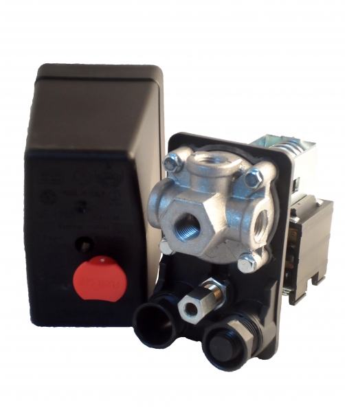 Pressostat pour compresseur à air comprimé - triphasé - 12 bar - 4x 1/4"F - 1x Ø6mm