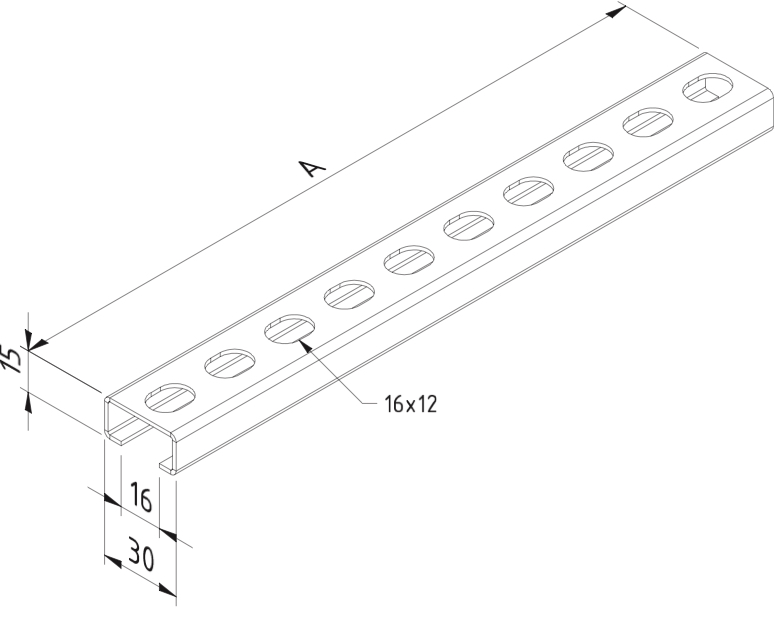 Trayco - Rail de support  h=15  L=200  sendzimir*