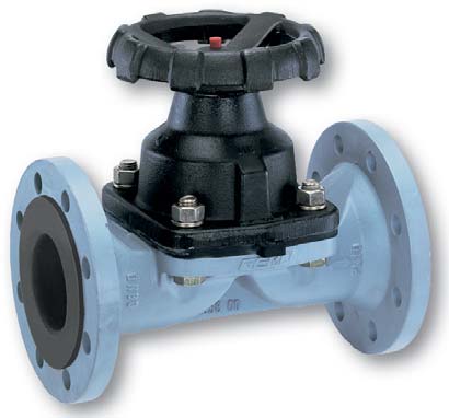 Diaphragm valve - GG25 Cast Iron body - EPDM - DN200 - Flanges GN16 - (+)90°C - Manual wheel