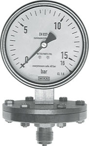 Manomètre à membrane boîtier Ø100mm inox - plage de mesure de 0 à 25 bar - raccordement radial G…