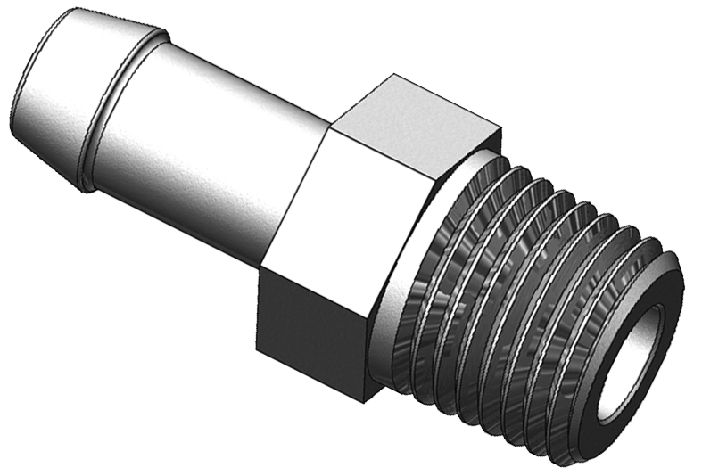 Fluted fitting - Threaded nozzle - PVDF - R1/4" M - Ø6mm - Max pressure: 10 bar
