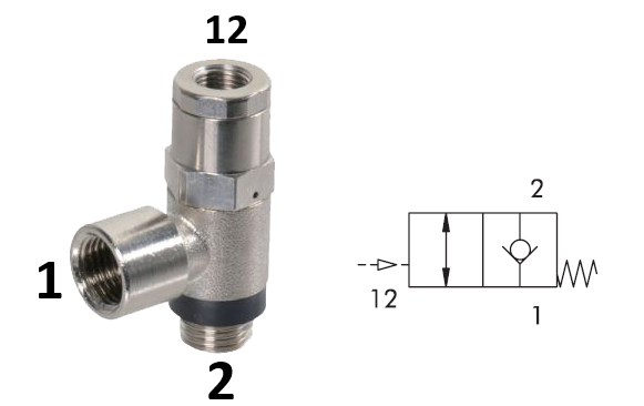 Clapet piloté orientable en laiton METAL WORK Série STP - Unidirectionnel - 3/8" - 0,5 à 10 bar
