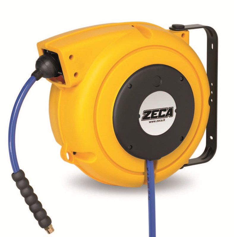 Pneumatic hose reel - tube Ø: 8mm - 9m - PU - Max: 15 bar - Out: G1/4"M - For air and water