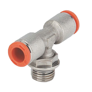 Push-in fitting - Cylindrical Tee - Nickel-plated brass - 1/8" M - Ø6 mm - 16 bar