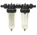 DUO filter - PP/SAN - NBR - G3/4''-G1" MM - PN10 - Horizontal assembly - 25 µm - (+)50°C