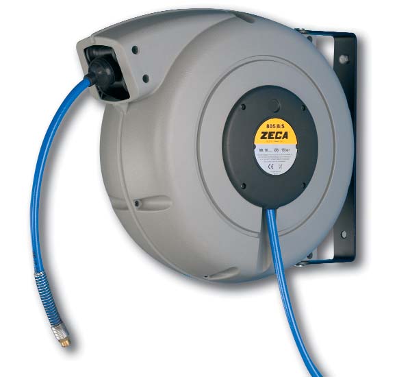 Pneumatic hose reel - tube Ø: 8mm - 15m - PU - Max: 15 bar - Out: G1/4"M - For air and water