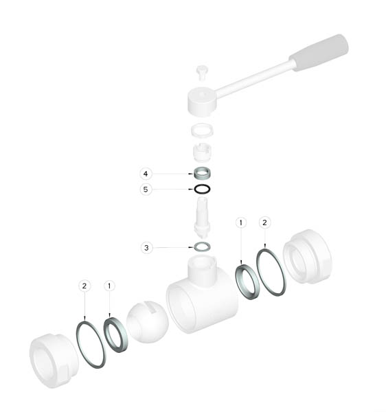 Kit de pièces de rechange en PTFE pour vannes à sphère des familles 10, 11 & 21 en DN10