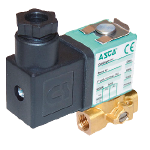 Electrovanne ASCO Série 256 - Laiton - FPM - 2/2 - NF - G1/8'' - 24/DC - Avec commande manuelle