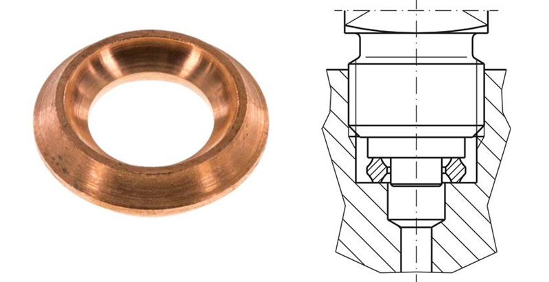 Pressure gauge profiled seal - Copper - G 1/2"FF