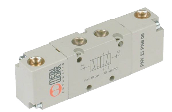 Spool valve - 5/2 Bi - G1/4" - Air operated - Pneumatic return - With gaskets