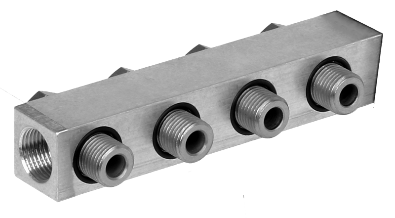 Supply rail for 6 spool valves Serie 551 - Connexion: 1/4''