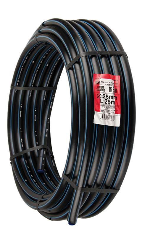 Tuyau en PE-HD - DN25 - Ø 24,8(int.) x 32(ext.) mm  - L:10 m - P.S. 12 bar - Pour eau potable